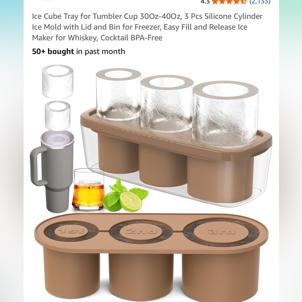 NWT Silicone Cylinder Ice Mold with Lid Stanley
